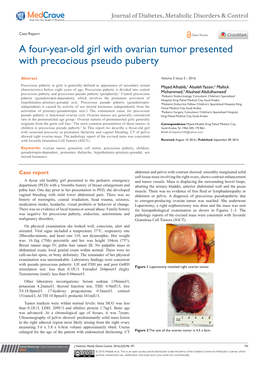 A Four-Year-Old Girl with Ovarian Tumor Presented with Precocious Pseudo Puberty