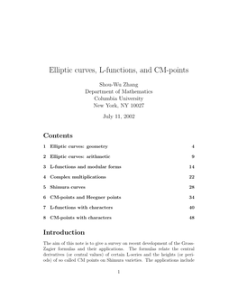 Elliptic Curves, L-Functions, and CM-Points