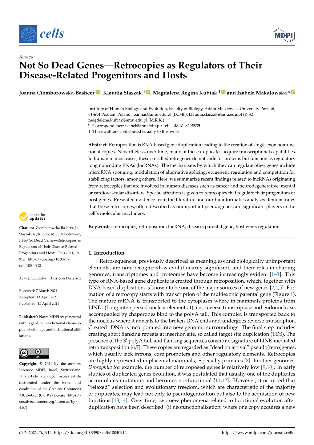 Not So Dead Genes—Retrocopies As Regulators of Their Disease-Related Progenitors and Hosts