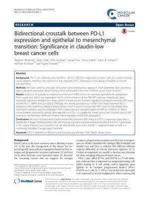 Bidirectional Crosstalk Between PD-L1 Expression and Epithelial To