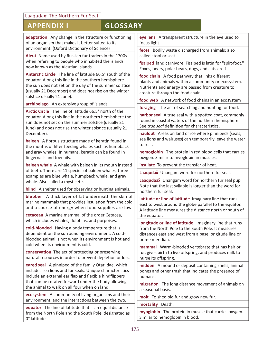 Appendix I Glossary