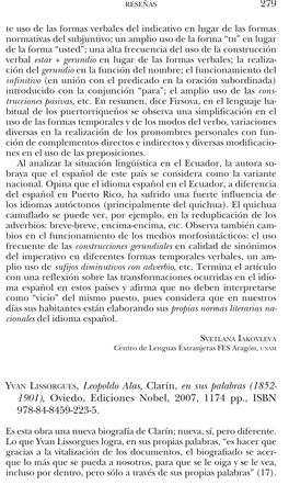 279 Yvan Lissorgues, Leopoldo Alas, Clarín, En Sus Palabras