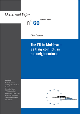 The EU in Moldova – Settling Conflicts in the Neighbourhood Occasional