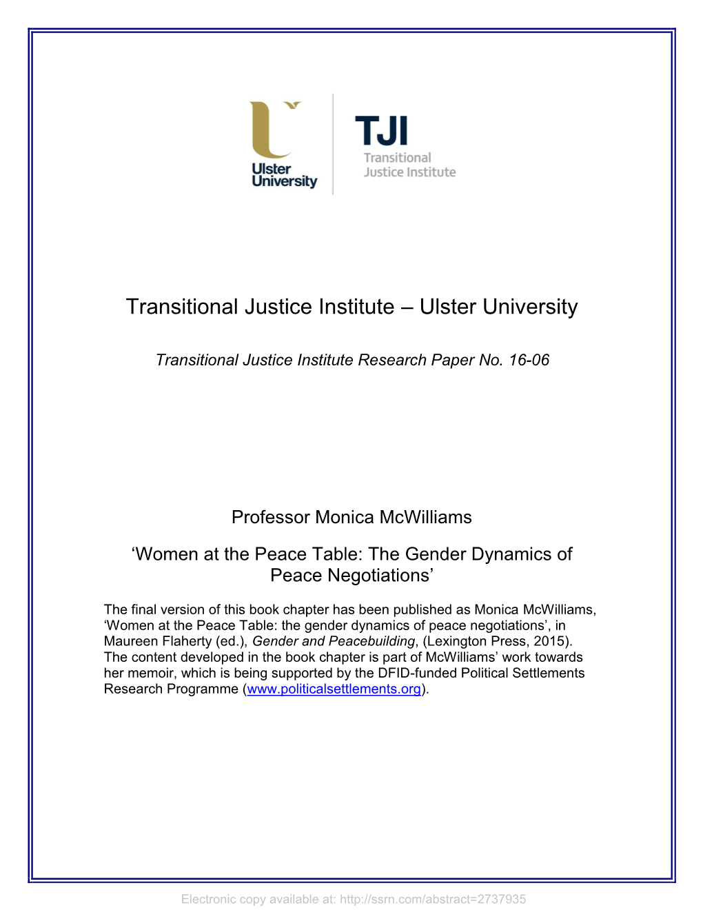 Transitional Justice Institute – Ulster University