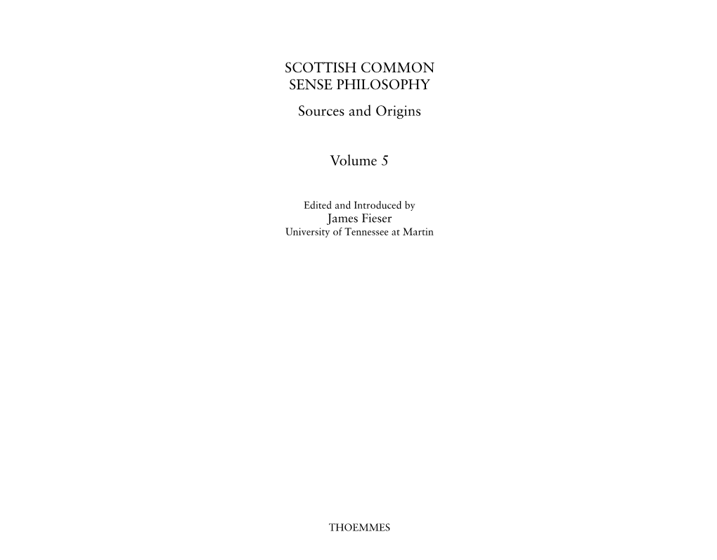 A Bibliography of Scottish Common Sense Philosophy