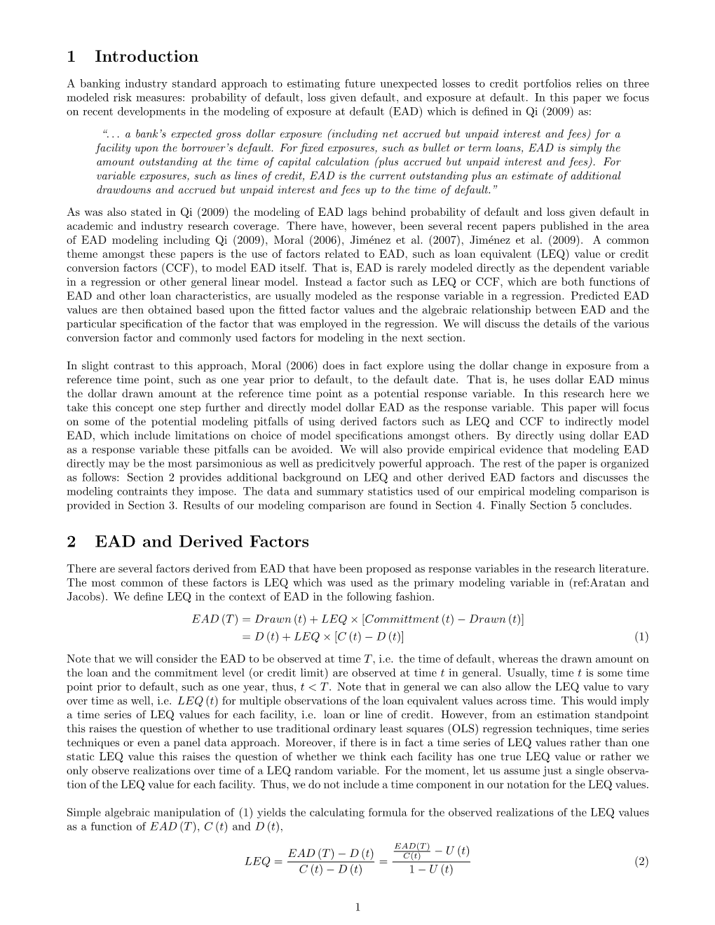 1 Introduction 2 EAD and Derived Factors