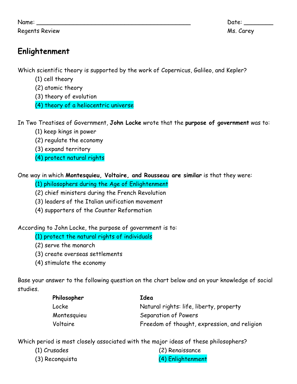 The Enlightenment, French Revolution, Industrial Revolution, & Irish Potato Famine