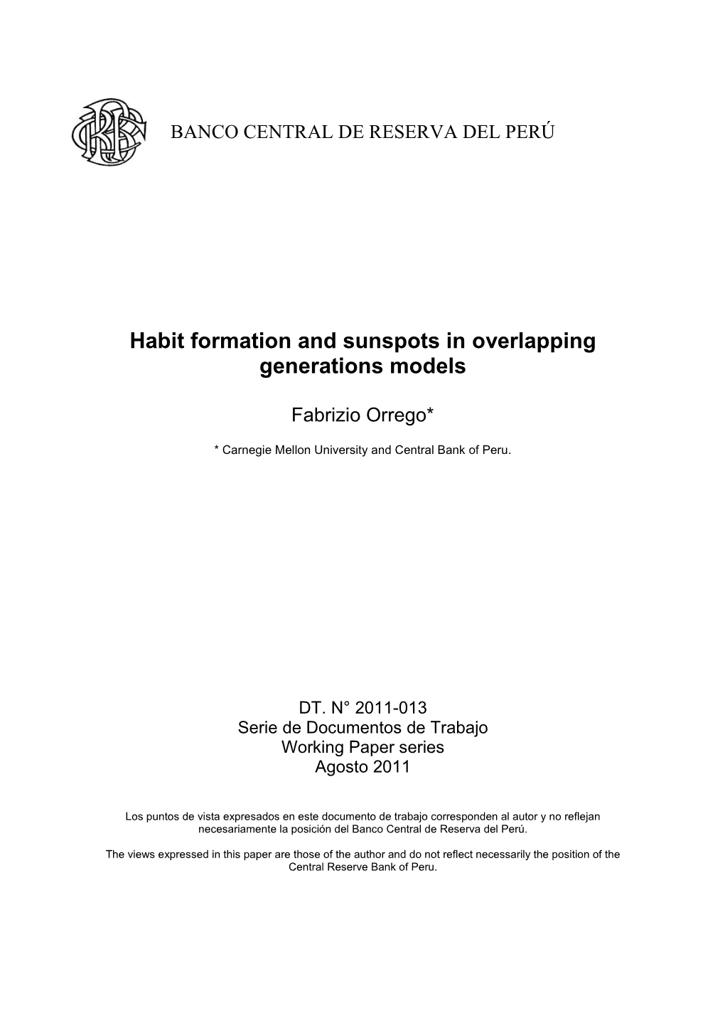 Habit Formation and Sunspots in Overlapping Generations Models