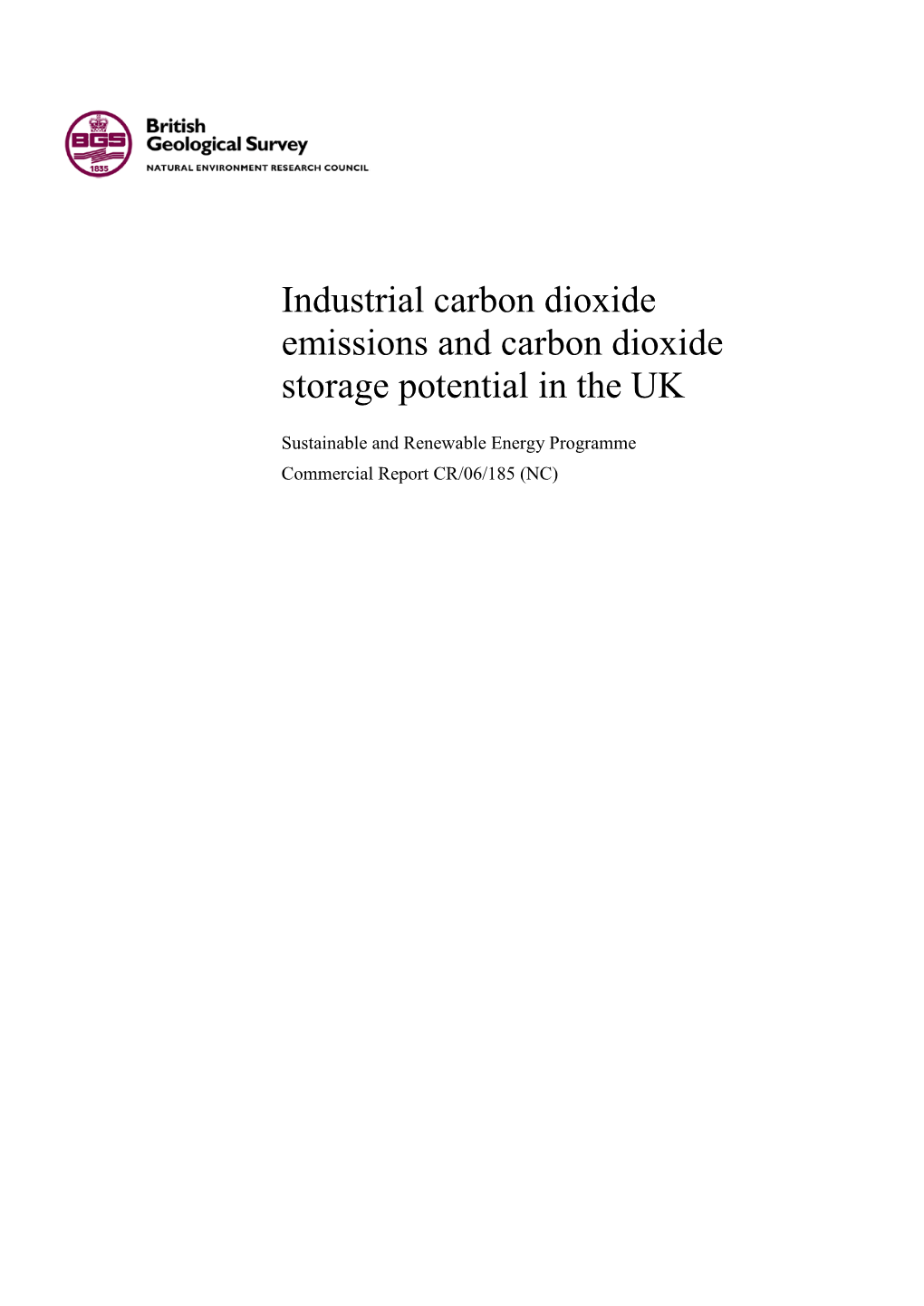 Industrial Carbon Dioxide Emissions and Carbon Dioxide Storage Potential in the UK