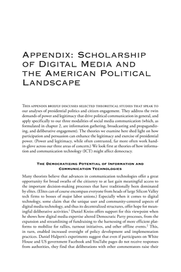 Scholarship of Digital Media and the American Political Landscape