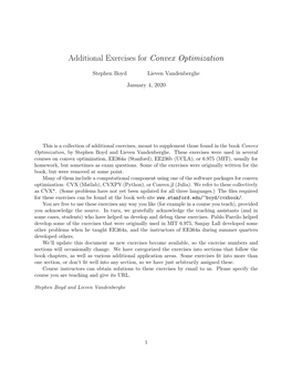 Additional Exercises for Convex Optimization