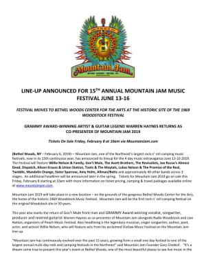 Mountain Jam Music Festival June 13-16