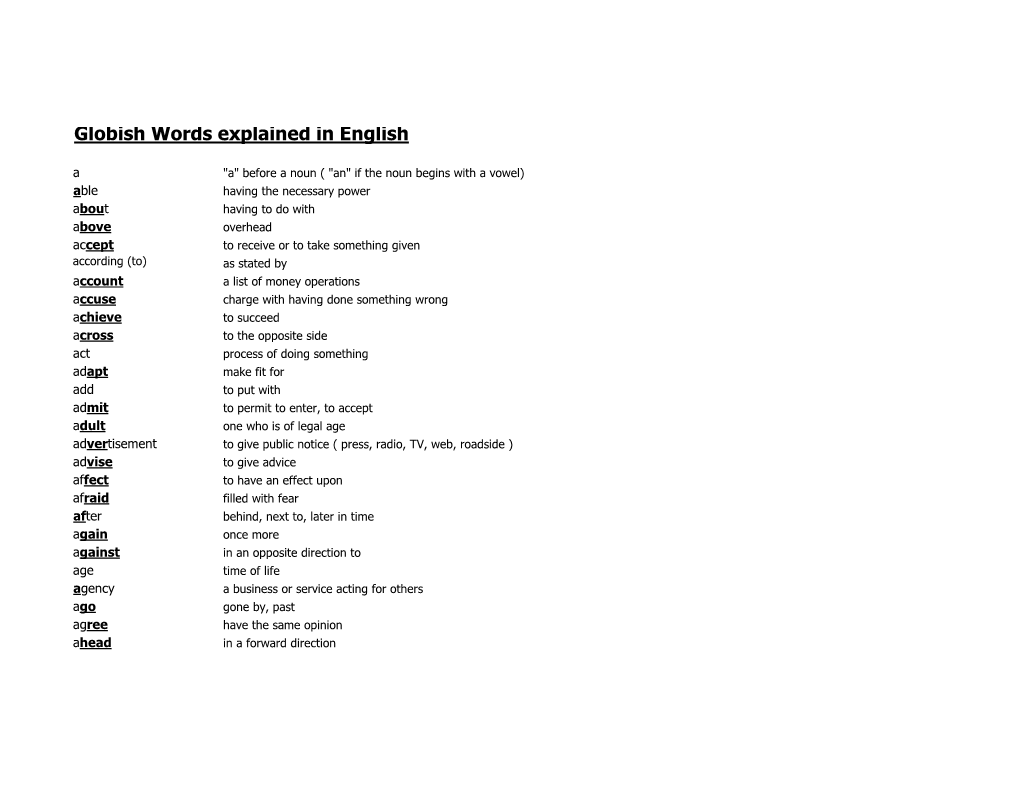 Globish Words Explained in English (PDF)