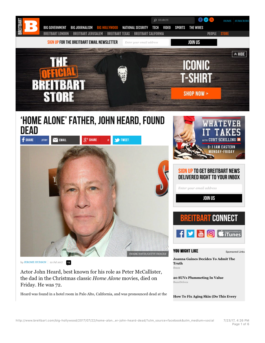 'Home Alone' Father, John Heard, Found Dead