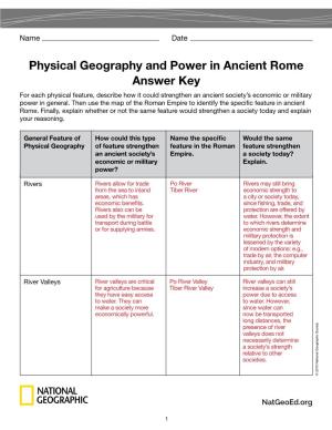 Physical Geography and Power in Ancient Rome Answer