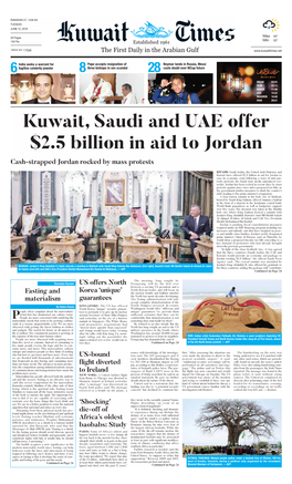 Kuwait, Saudi and UAE Offer $2.5 Billion in Aid to Jordan