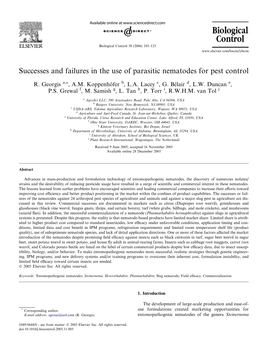 Successes and Failures in the Use of Parasitic Nematodes for Pest Control