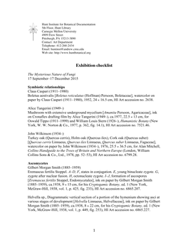 Exhibition Checklist