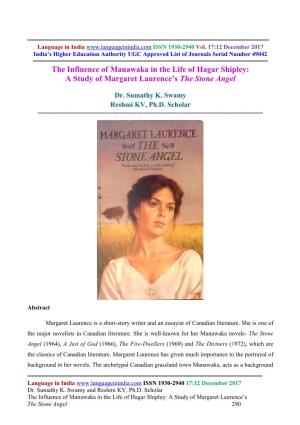 The Influence of Manawaka in the Life of Hagar Shipley: a Study of Margaret Laurence’S the Stone Angel