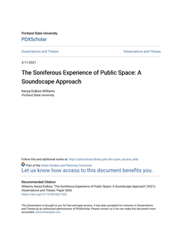 The Soniferous Experience of Public Space: a Soundscape Approach