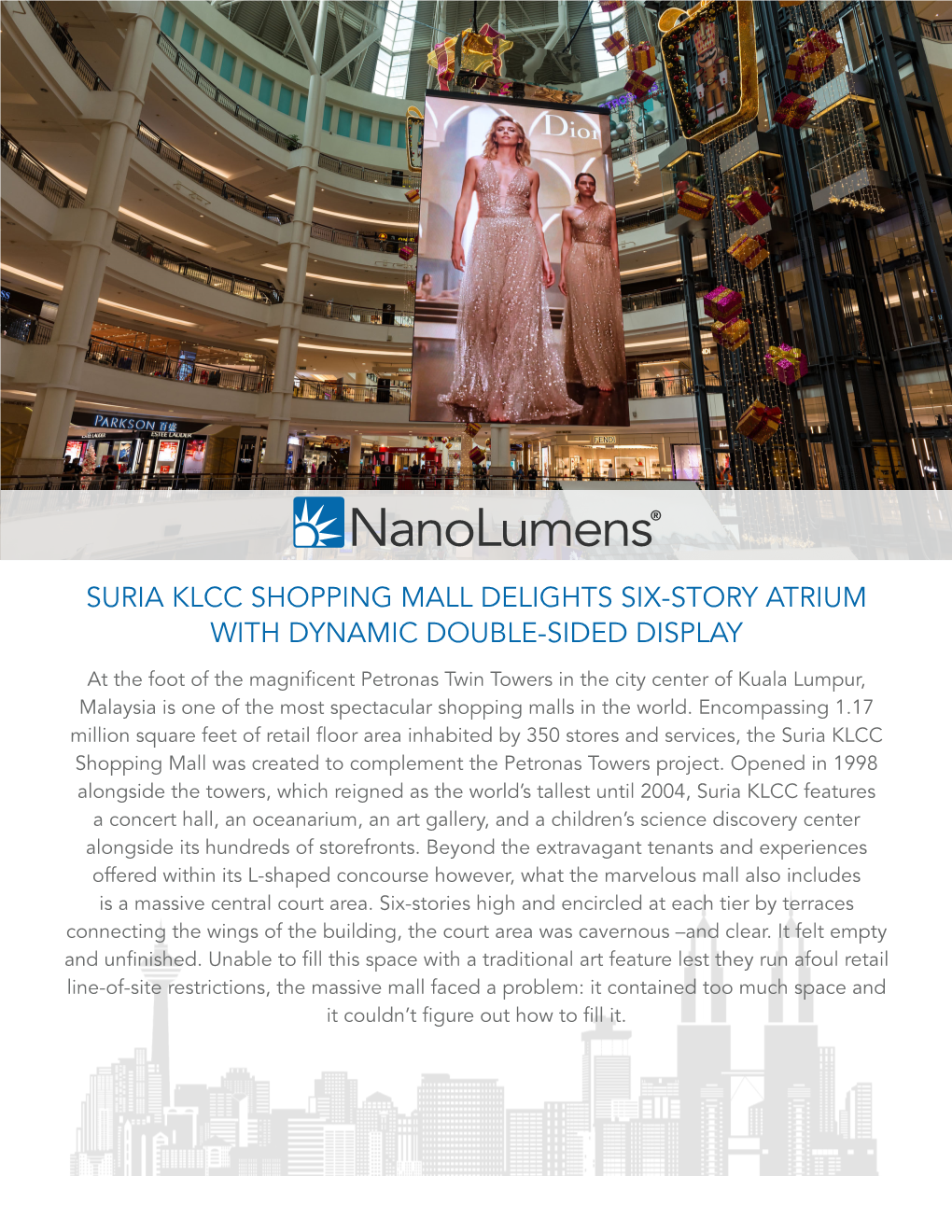 Suria Klcc Shopping Mall Delights Six-Story Atrium with Dynamic Double-Sided Display