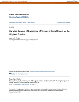 Darwin's Diagram of Divergence of Taxa As a Causal Model For