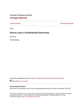 How to Lose a Constitutional Democracy