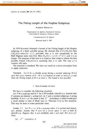 The Fitting Length of the Hughes Subgroup