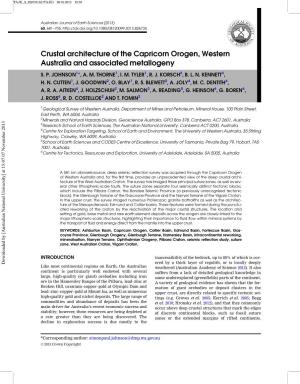 Crustal Architecture of the Capricorn Orogen, Western Australia and Associated Metallogeny