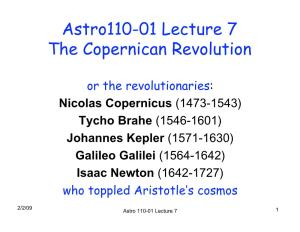 Astro110-01 Lecture 7 the Copernican Revolution
