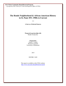 The Rondo Neighborhood & African American History in St. Paul, MN