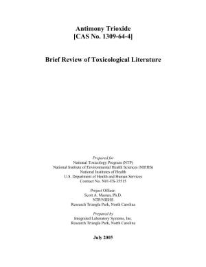 Nomination Background Information: Antimony Trioxide [Cas No. 1309-64-4] Brief Review of Toxicological Literature