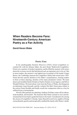 Nineteenth-Century American Poetry As a Fan Activity