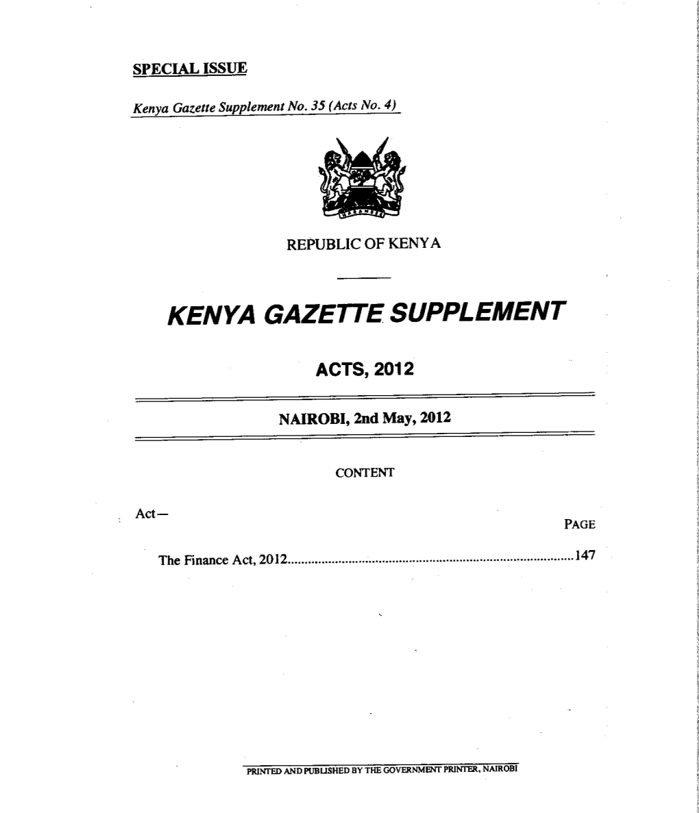 Kenya Gazette Supplement No