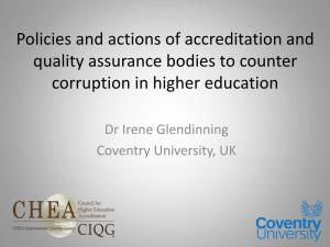 Policies and Actions of Accreditation and Quality Assurance Bodies to Counter Corruption in Higher Education