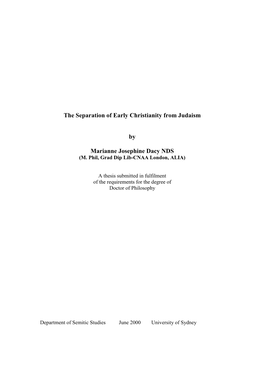 The Separation of Early Christianity from Judaism by Marianne