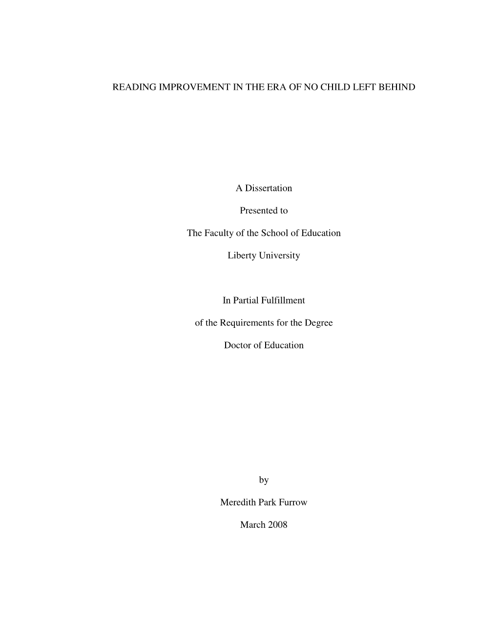 Reading Improvement in the Era of No Child Left Behind