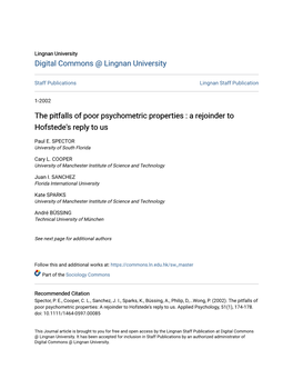 The Pitfalls of Poor Psychometric Properties : a Rejoinder to Hofstede's Reply to Us