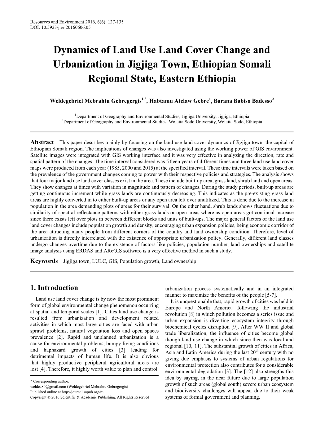 Jigjiga Town, LULC, GIS, Population Growth, Land Ownership DocsLib