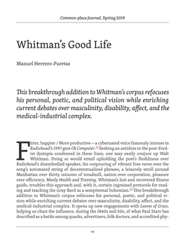 Whitman's Good Life