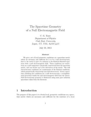 The Spacetime Geometry of a Null Electromagnetic Field