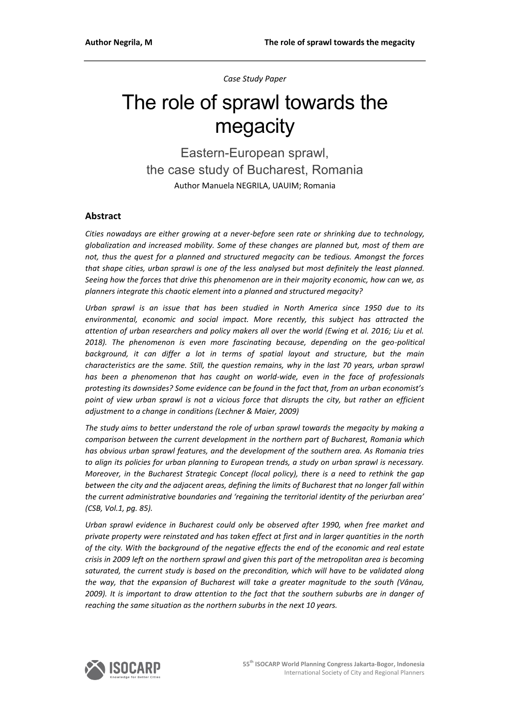 The Role of Sprawl Towards the Megacity