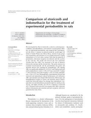 Comparison of Etoricoxib and Indomethacin for the Treatment of Experimental Periodontitis in Rats