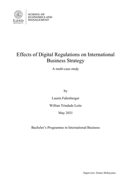 Effects of Digital Regulations on International Business Strategy