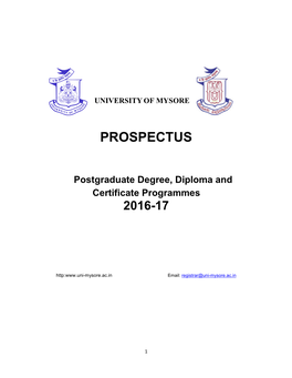 University of Mysore, 2016-17 Prospectus.Pdf