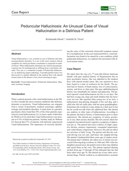Peduncular Hallucinosis: an Unusual Case of Visual Hallucination in a Delirious Patient