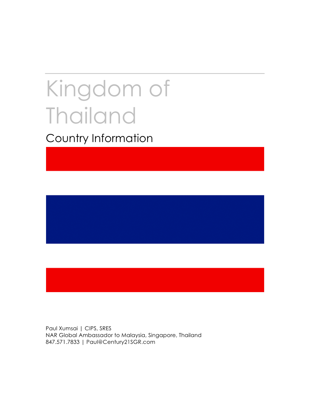 Kingdom of Thailand Country Information