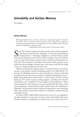 Grievability and Nuclear Memory | 379