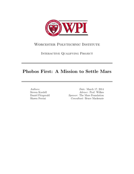 Phobos First: a Mission to Settle Mars