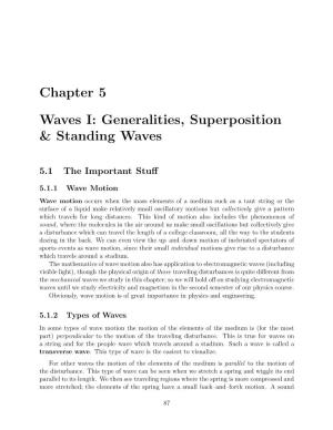 Chapter 5 Waves I: Generalities, Superposition & Standing Waves